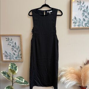 BCBGeneration Black Sleeveless Midi Dress with Side Lace-Up